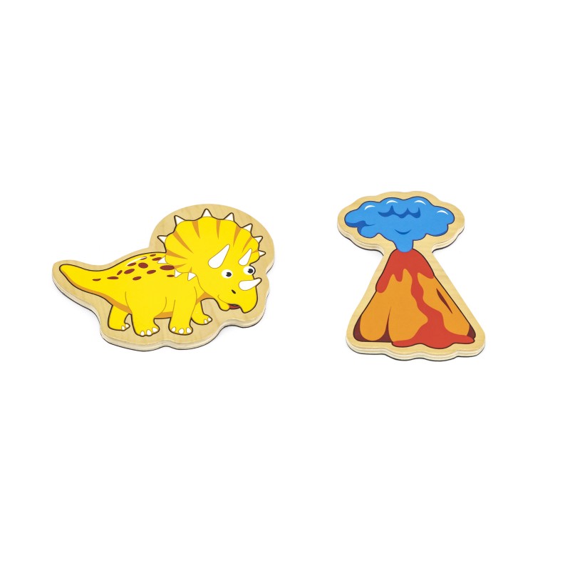 Set dinozauri magnetici din lemn 20 buc, Viga